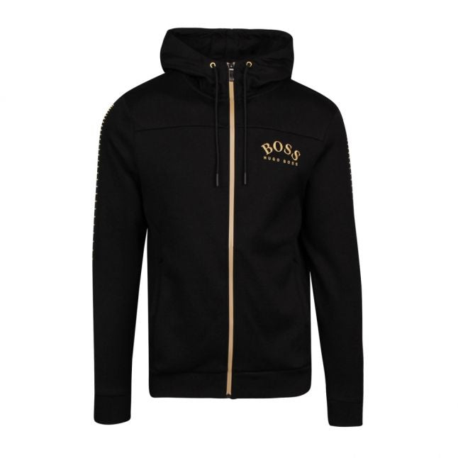 Athleisure Mens Black/Gold Saggy Win Hooded Zip Sweat Top