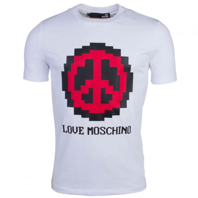 Mens Optical White Pixel Peace Slim S/s T Shirt