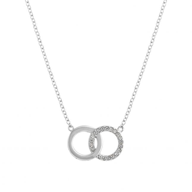 Womens Silver Bejewelled Interlink Necklace