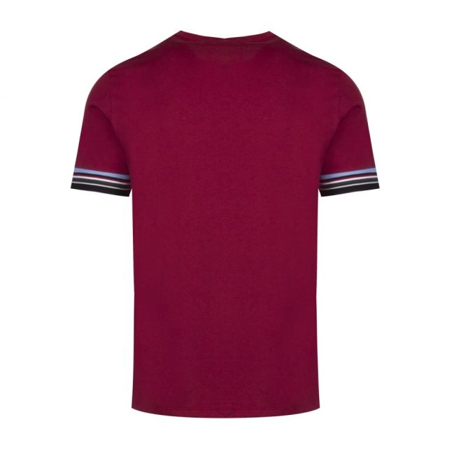 Mens Maroon Stripe Cuff S/s T Shirt