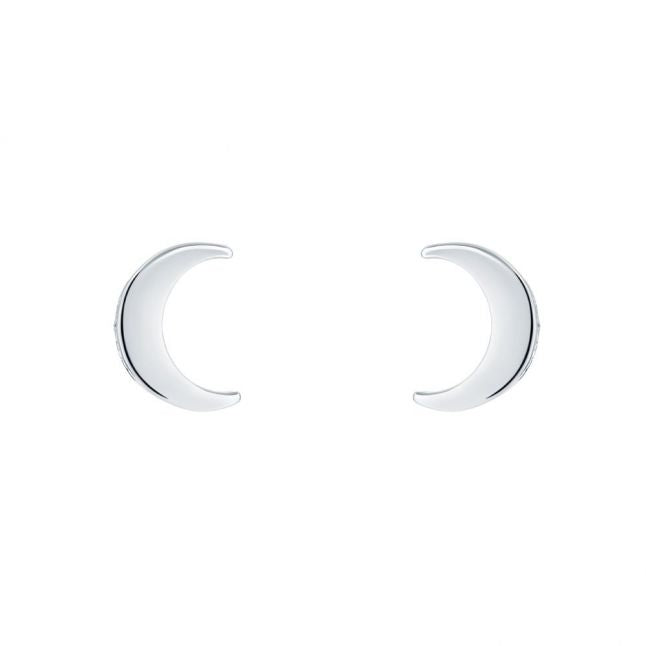 Womens Silver/Crystal Marlyy Crescent Moon Studs