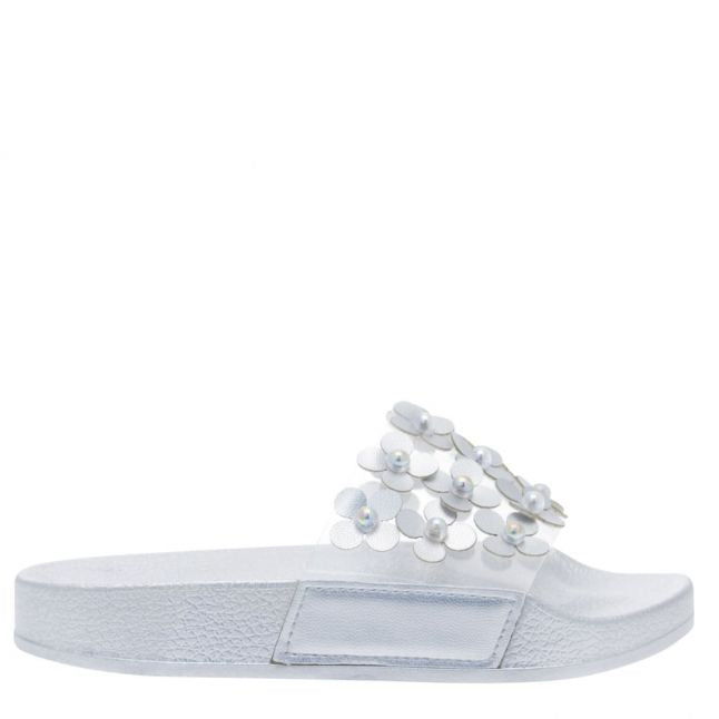 Girls Silver Daiana Flower Slides (28-37EUR)