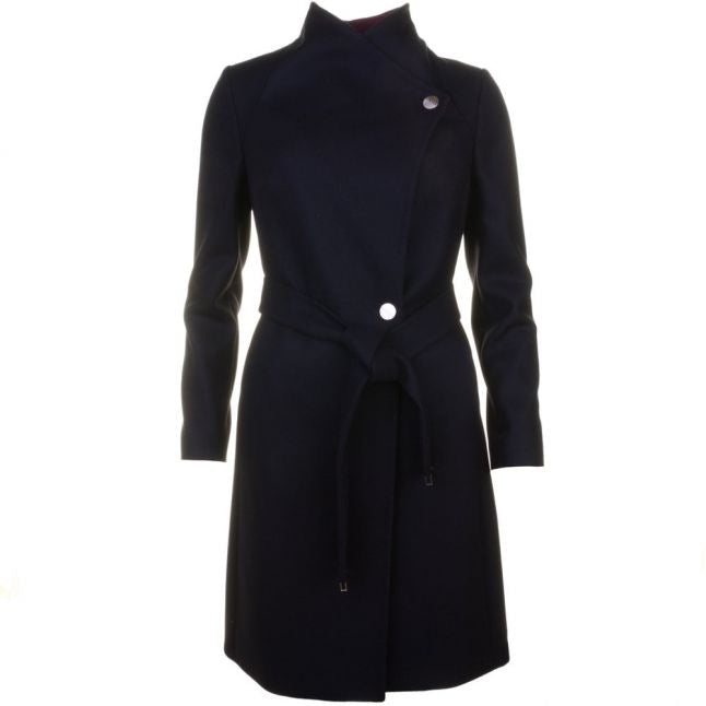 Womens Jet Afina Contrast Lapel Long Wrap Coat