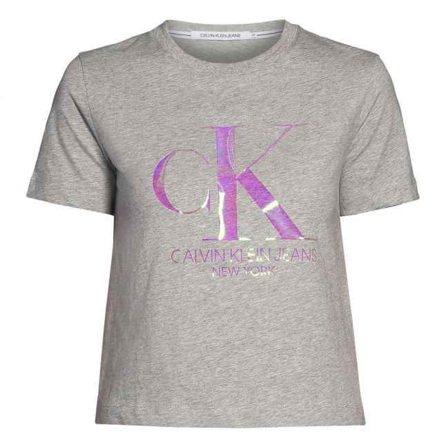 Womens Light Grey Heather Iridescent Monogram S/s T Shirt