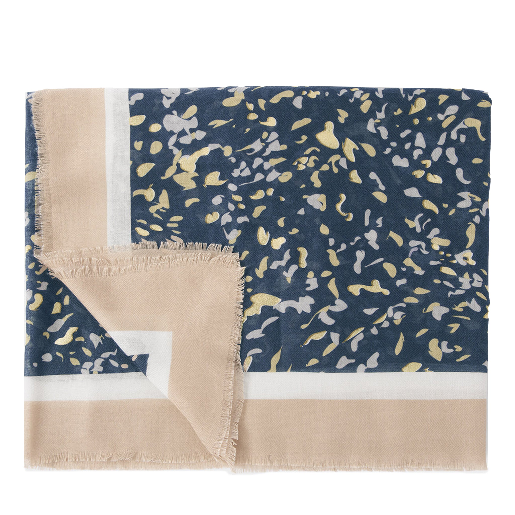 Womens Katie Loxton Navy/Light Taupe/ Gold Terazzo Foil Scarf