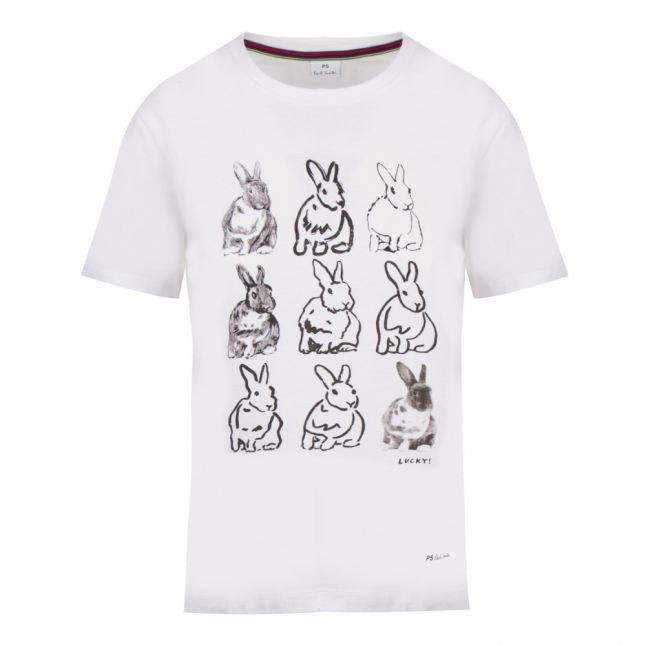 Womens White Bunny Portrait S/s T Shirt