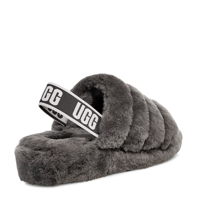 Womens Charcoal Fluff Yeah Slide Slippers