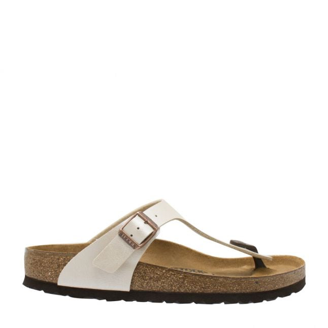 Womens Graceful Pearl White Gizeh Birko-Flor Toe-Post Sandals