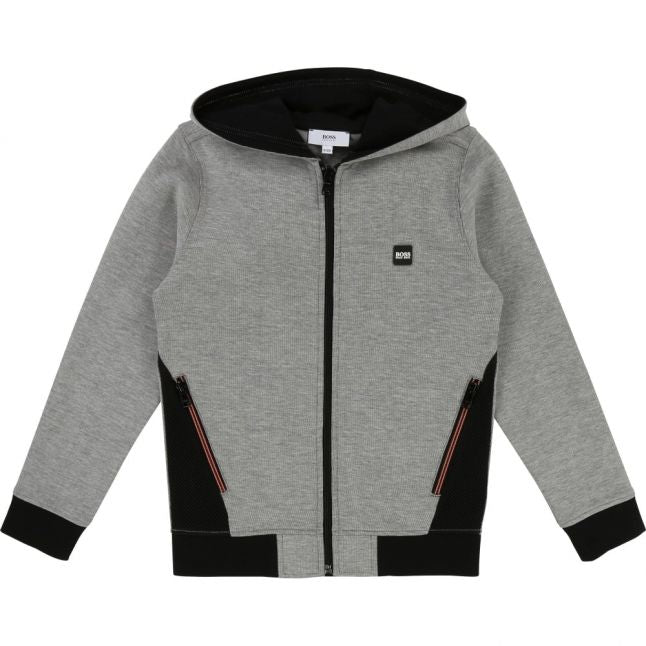 Boys Grey Trim Hooded Sweat Top