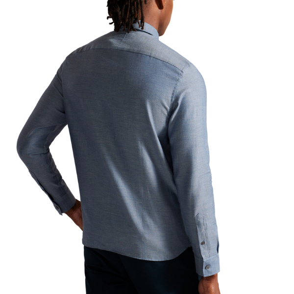 Mens Light Blue Crotone Herringbone L/s Shirt