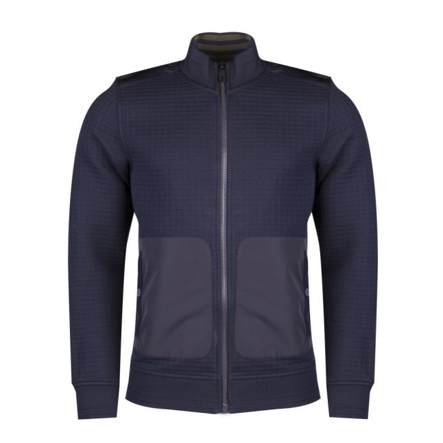 Mens Navy Narn Quilted Funnel Neck Jacket