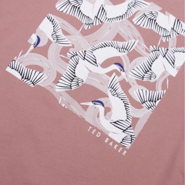 Mens Dusky Pink Stowart Bird Graphic S/s T Shirt