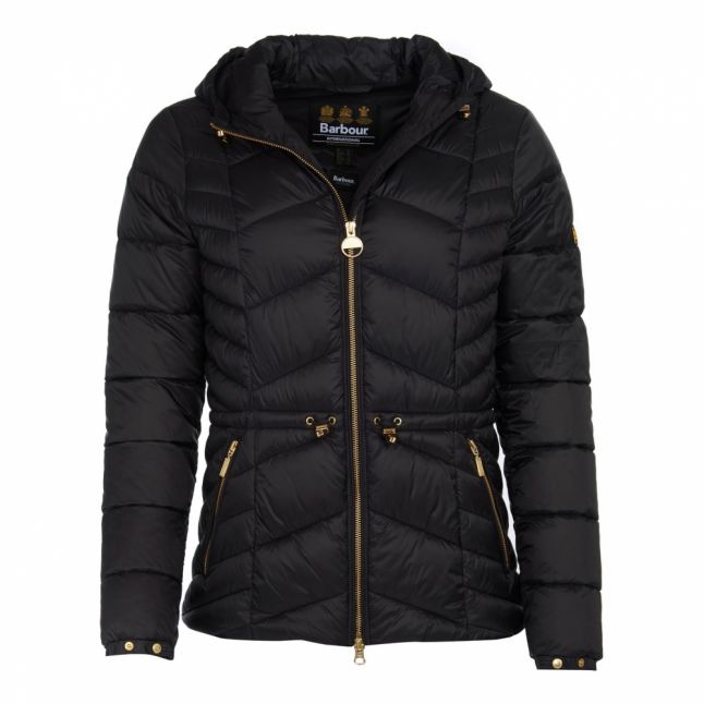 Womens Black Ace Hooded Quilted Jacket