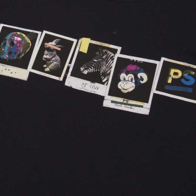 Mens Dark Navy Polaroid Photos Regular Fit S/s T Shirt