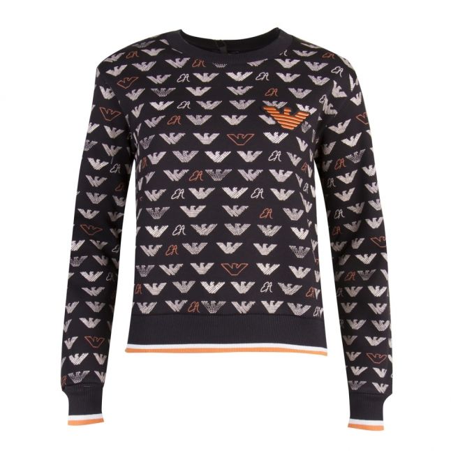 Womens Black Multi Eagle Print Sweat Top