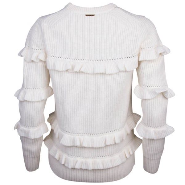 Womens Bone Rib Ruffle Knitted Jumper