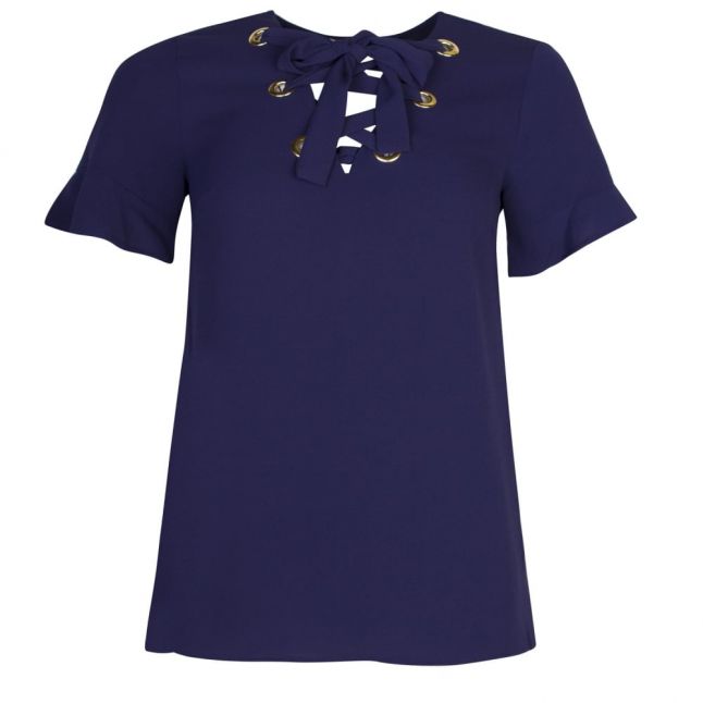 Womens True Navy Lace Up Top