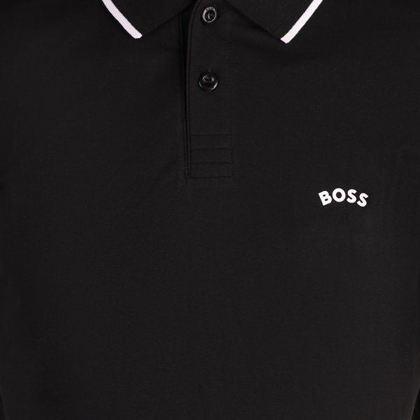 Mens Black Paul Curved Slim S/s Polo