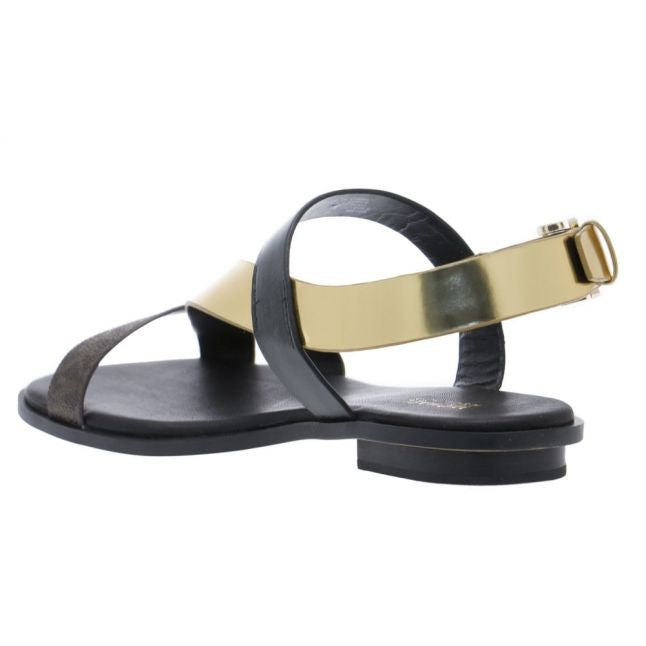 Womens Black  And Gold Mackay Flat Sandals