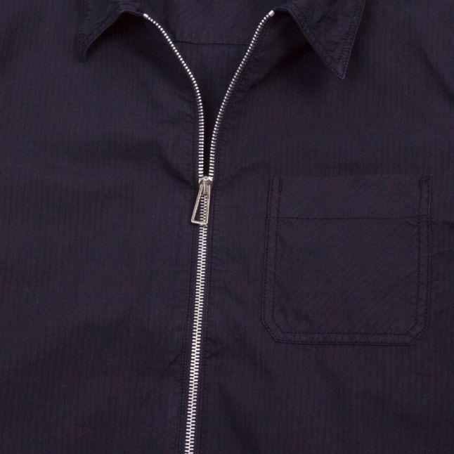 Mens Dark Navy Zip Front Overshirt