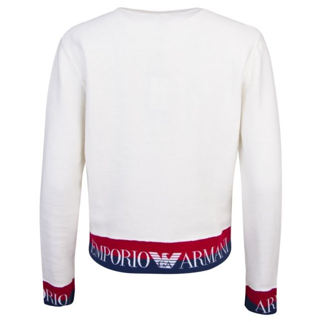 Womens White Logo Trim Knitted Top