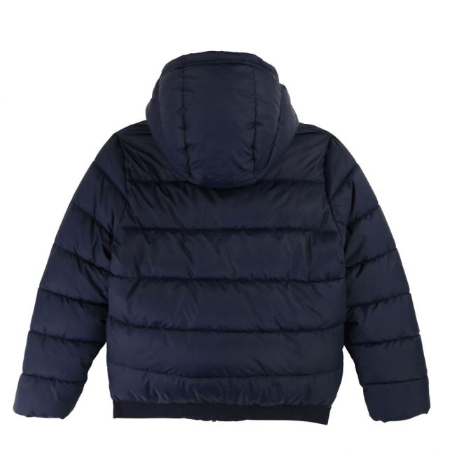 Boys Navy Branded Hooded Padded Coat