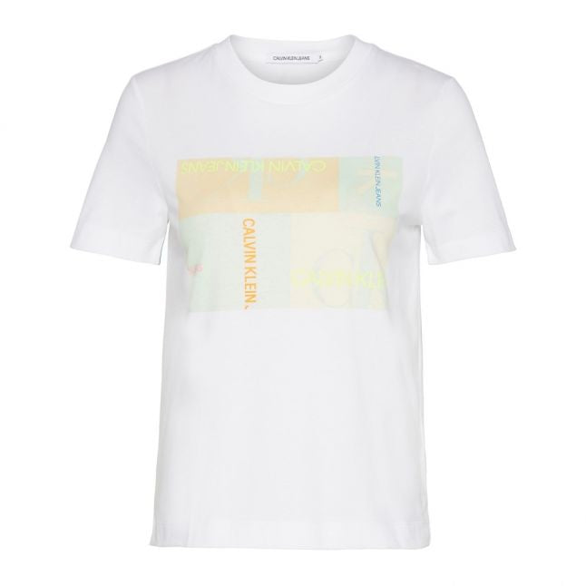 Womens Bright White Multi Logo Straight S/s T Shirt