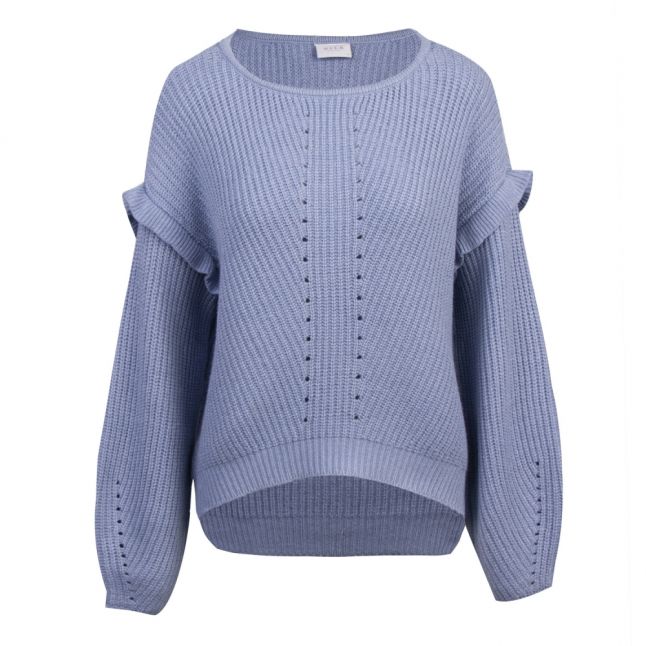 Womens Ashley Blue Viblu Ruffle Sleeve Knitted Jumper