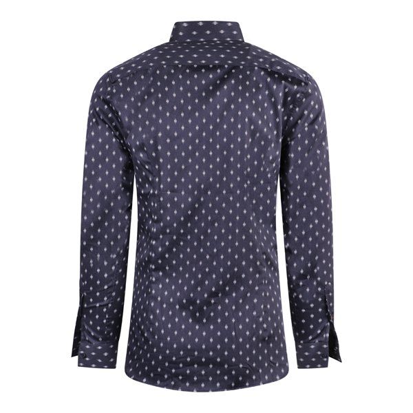 Mens Navy Ardea Pen Dot Geo Print L/s Shirt