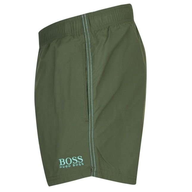 Mens Dark Green Perch Small Logo Swim Shorts