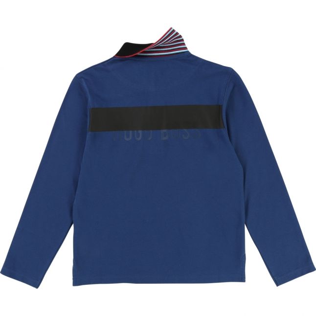 Boys Blue Block Logo L/s Polo Shirt