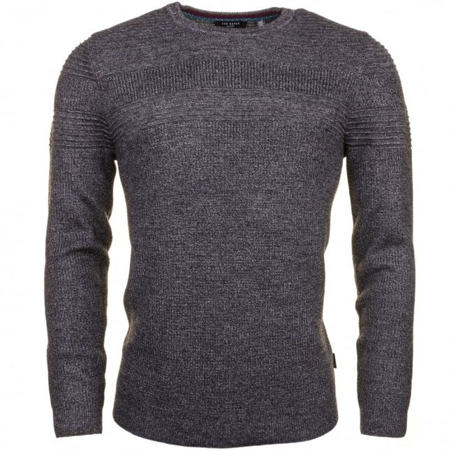 Mens Grey Marl Rossi Mixed Stitch Knitted Jumper