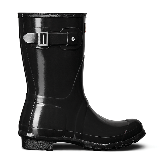 Womens Black Gloss Original Short Wellington Boots