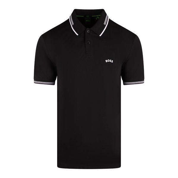 Mens Black Paul Curved Slim S/s Polo