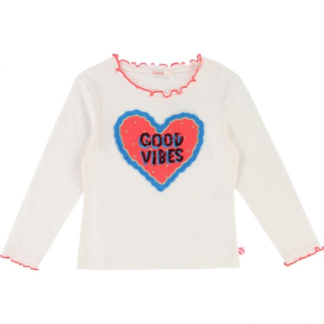 Girls White Good Vibes L/s T Shirt