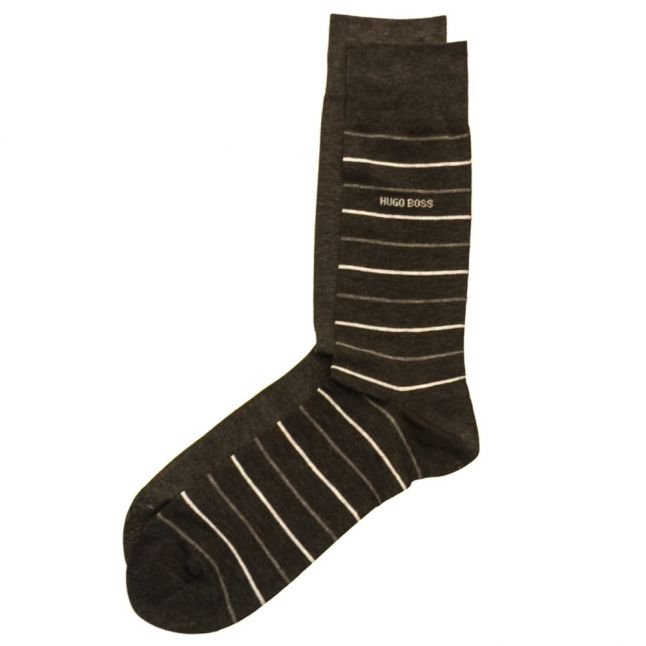 Mens Charcoal Two Pack Fine Stripe Socks (5-11)