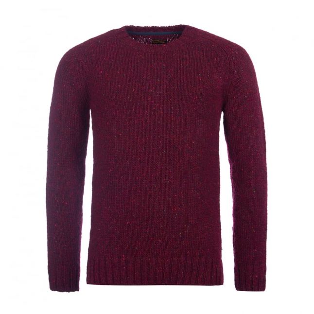 Heritage Mens Merlot Mix Barnard Cable Crew Jumper