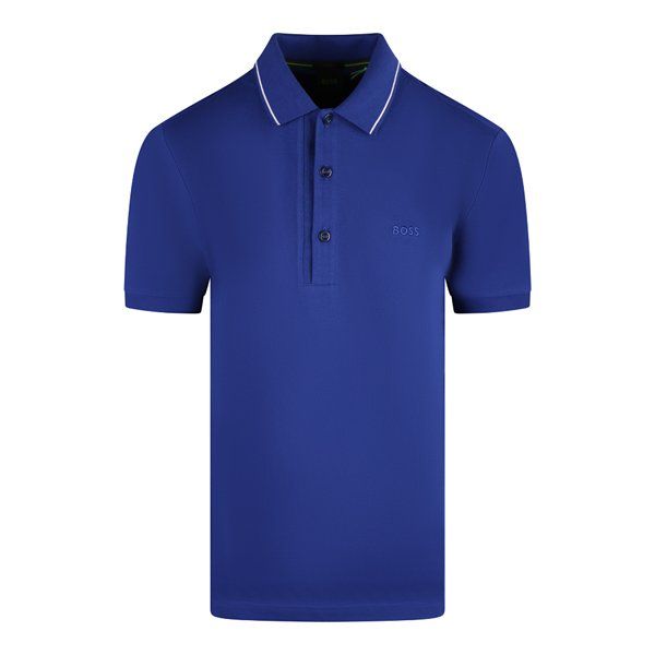 Mens Bright Blue Paule 4 Slim S/s Polo