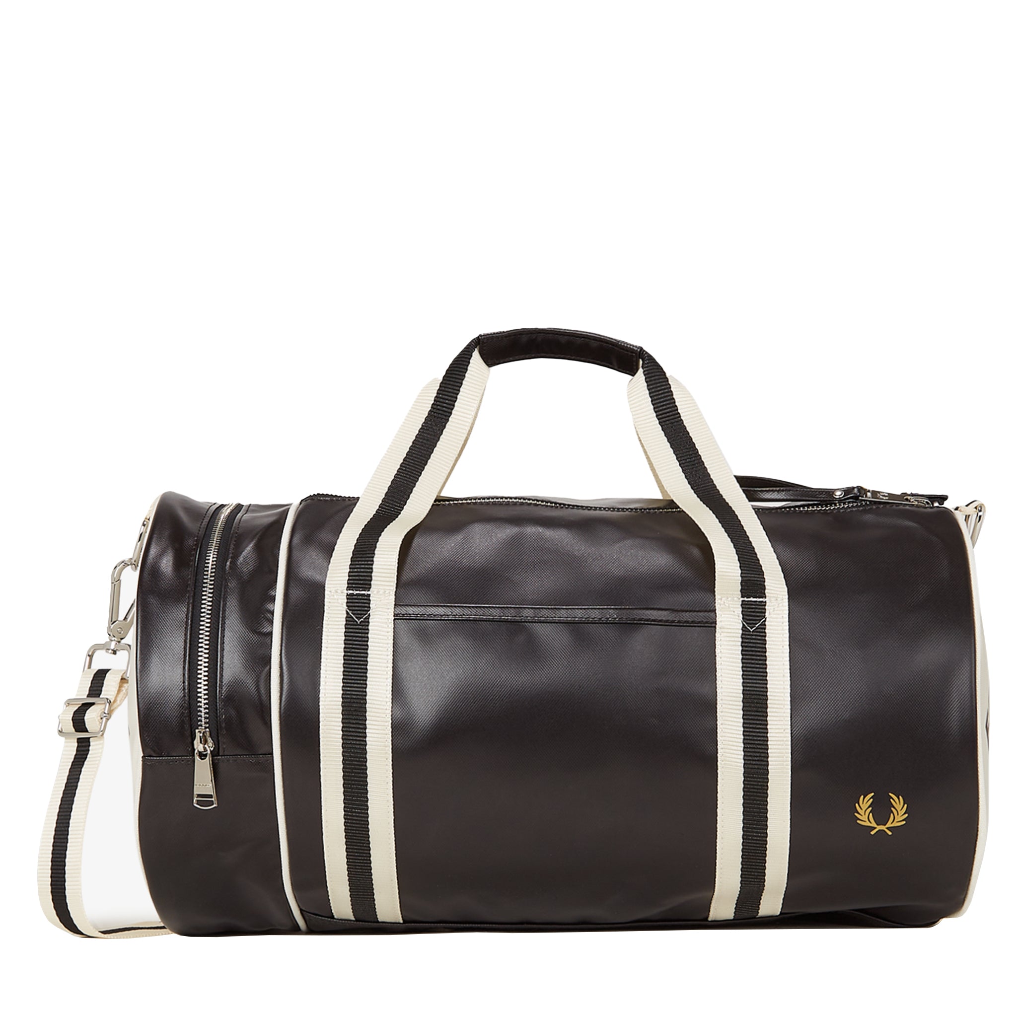 Mens Fred Perry Black/Ecru Classic Barrel Bag