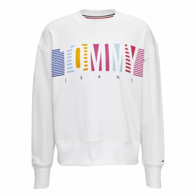 Womens Classic White Colourful Block Logo Sweat Top