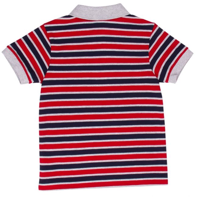 Boys Navy Striped S/s Polo Shirt