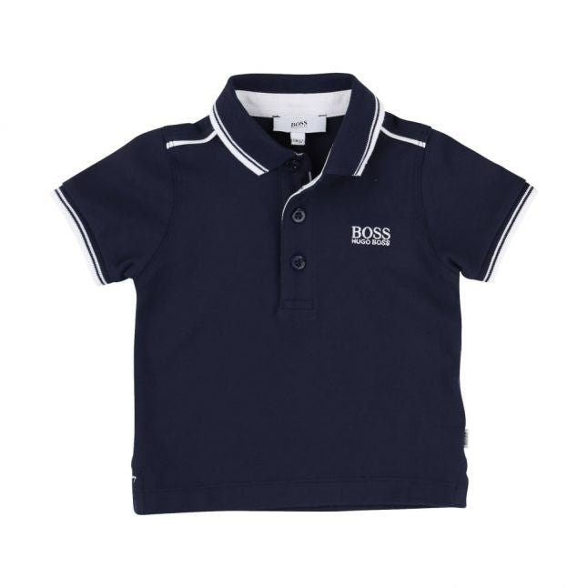 Baby Navy Tipped S/s Polo Shirt