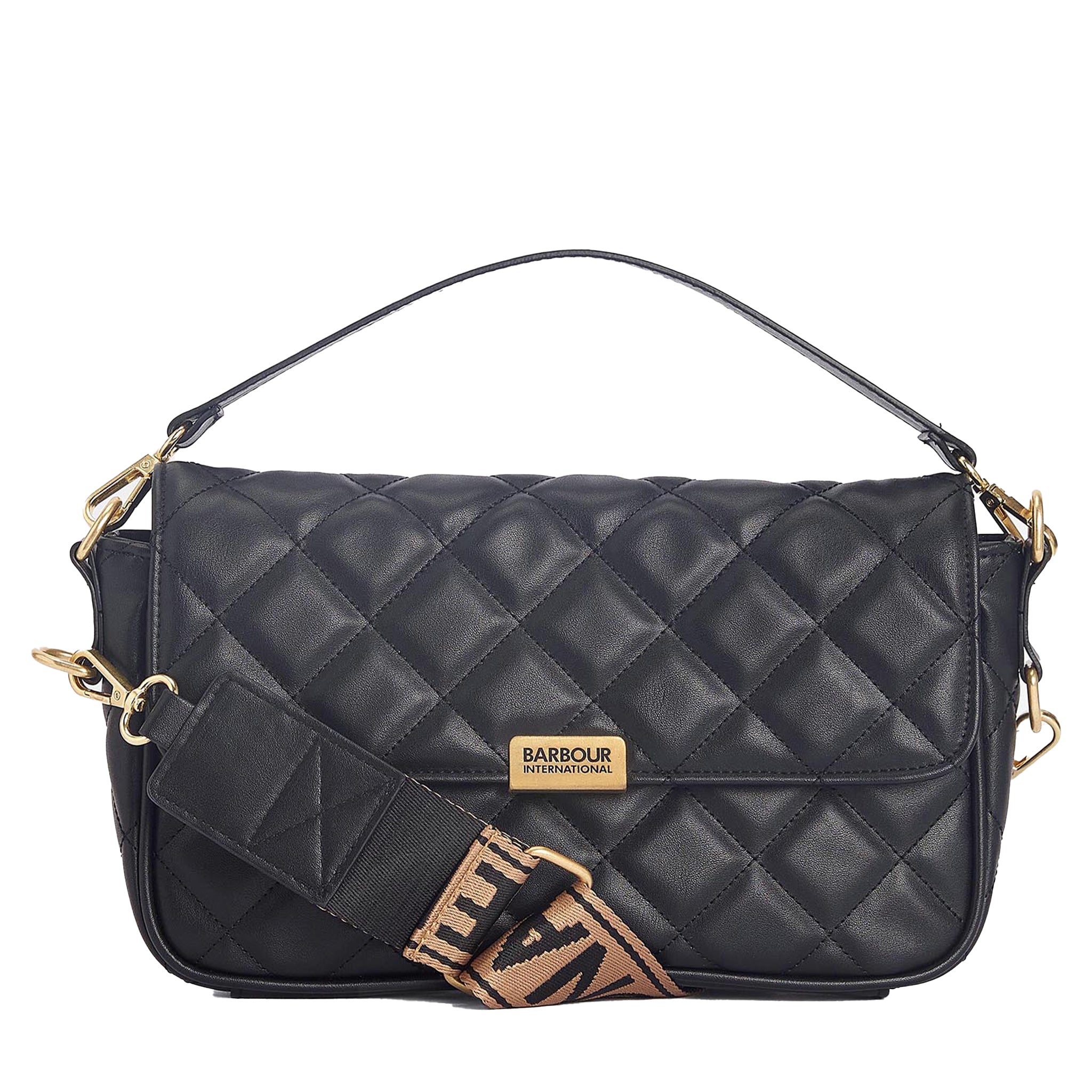 Womens Barbour International Black Quilted Soho Crossbody Bag