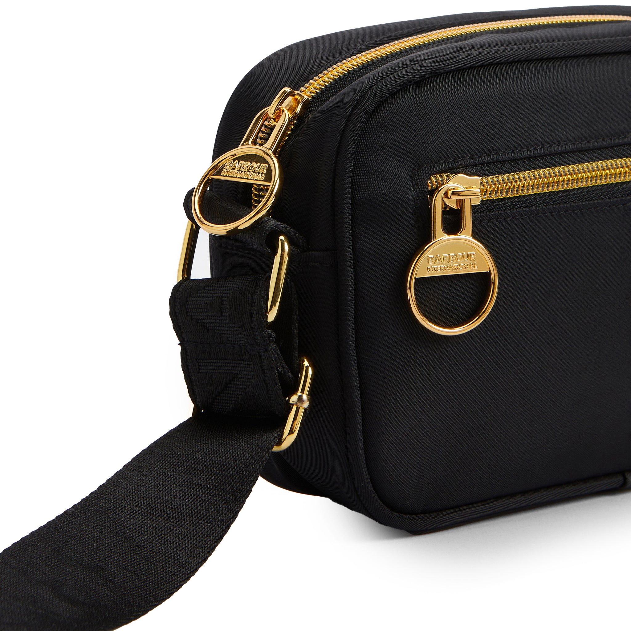 Womens Barbour International Black Qualify Micro Crossbody Bag