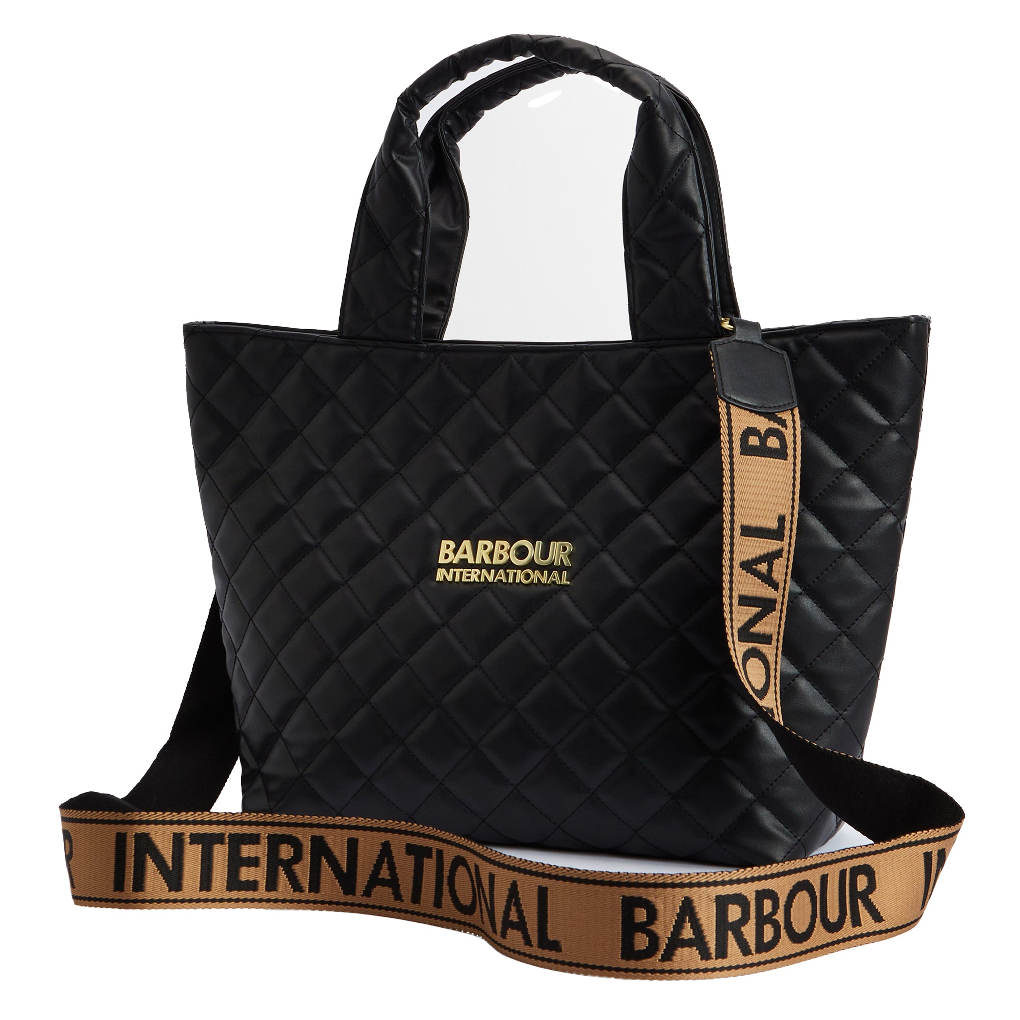 Womens Barbour International Black Battersea Quilt Mini Tote Bag