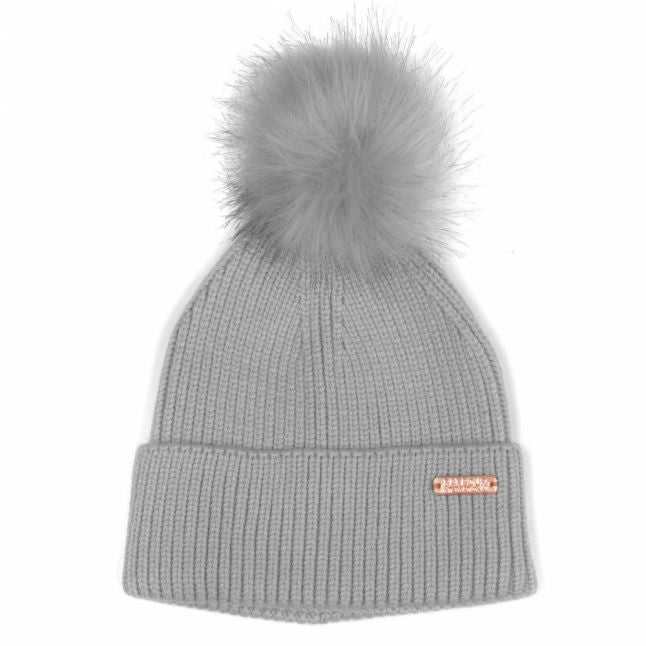 Womens Light Grey Mallory Pom Beanie