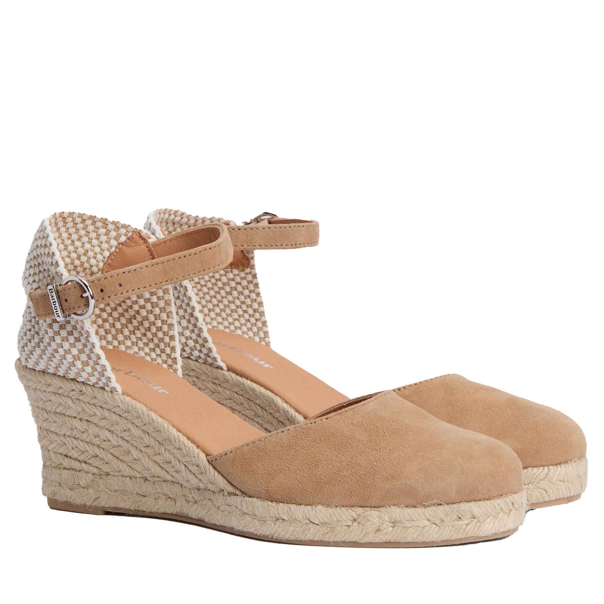 Womens Barbour Tan Suede Elder Espadrille Wedges