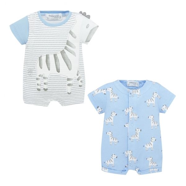 Baby Blue Bay Animal 2 Pack Rompers