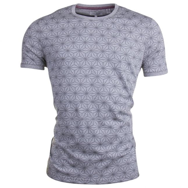 Mens Grey Marl Mitchal Print S/s T Shirt