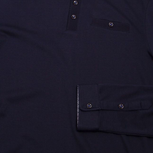 Mens Black Skelter L/s Polo Shirt